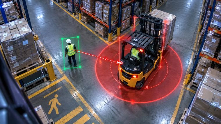 Forklift ile yaya arasındaki mesafe ölçümü